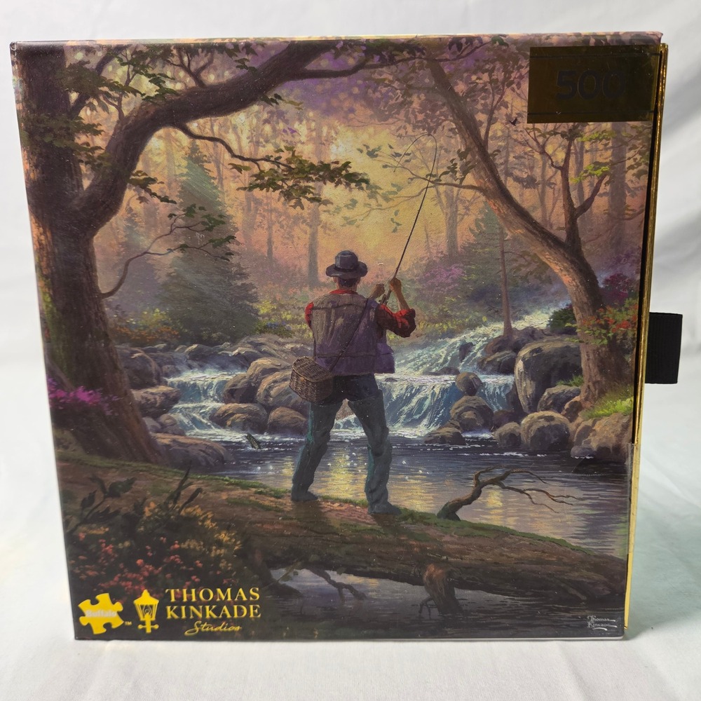 Thomas Kinkade Studios Fly Fishing 500 Piece Jigsaw Puzzle Buffalo Games 56600